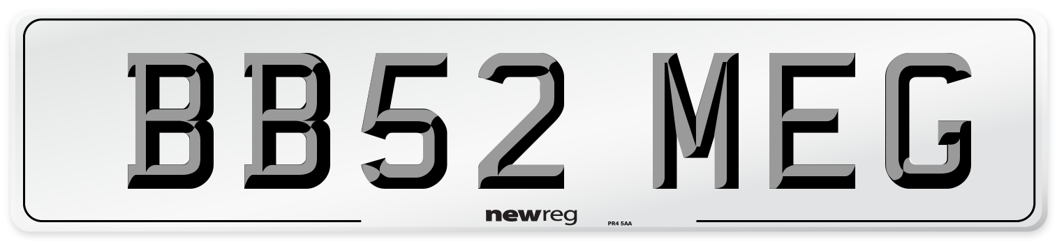 BB52 MEG Number Plate from New Reg